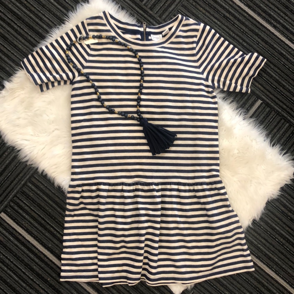 Marina Luna Sz L Striped drop waist Dress